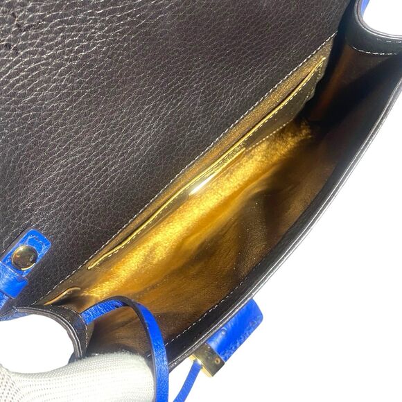 Michael Kors Blue Ostrich Embossed Leather Convertible Clutch Shoulder Bag w/Key - Picture 10 of 12